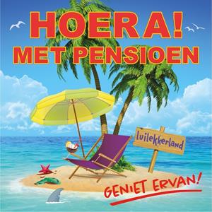 Hoera met pensioen sticker 10,5 cm Multi