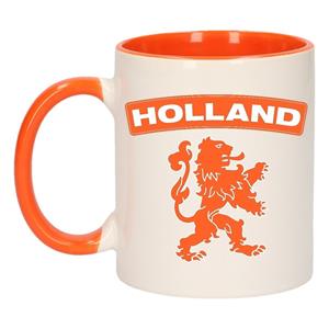 Shoppartners Holland oranje leeuw mok/ beker oranje wit 300 ml Multi