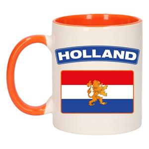 Shoppartners Holland vlag mok/ beker oranje wit 300 ml Multi