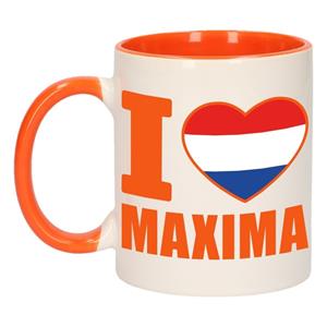 Shoppartners I love Maxima mok/ beker oranje wit 300 ml Multi