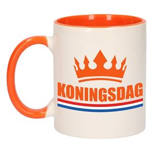 Shoppartners Koningsdag mok/ beker oranje wit 300 ml Multi