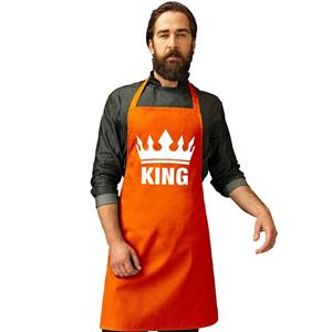 Shoppartners Oranje King bbq schort/ keukenschort met kroon heren Oranje