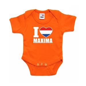 Shoppartners Oranje I love Maxima rompertje baby Oranje