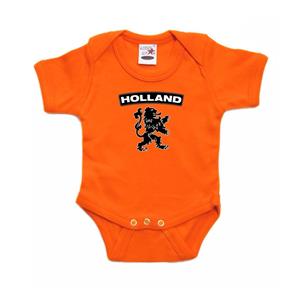 Shoppartners Oranje rompertje met zwarte leeuw baby Oranje