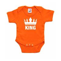 Shoppartners Oranje koningsdag romperje King met kroon baby Oranje