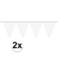 2x Mini vlaggenlijn / slinger versiering wit Zwart