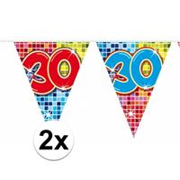2 Mini vlaggenlijn / slinger verjaardag versiering 30 jaar Multi
