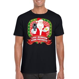 Shoppartners Foute Kerst t-shirt zwart can I borrow some presents voor heren