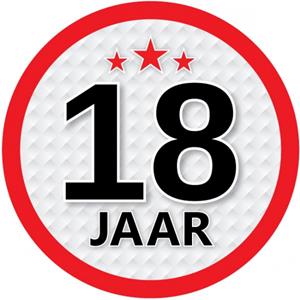 Shoppartners 18 jaar sticker rond 15 cm 6x stuks Multi