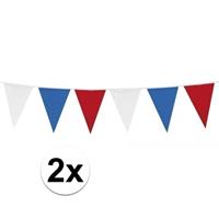 2x Vlaggenlijnen Holland rood-wit-blauw Multi