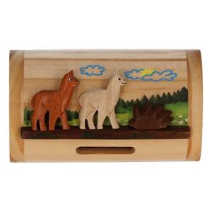 Houten spaarpot alpaca/lama 10 cm