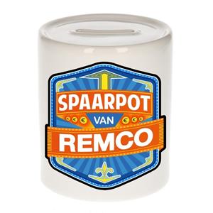 Kinder spaarpot voor Remco - keramiek - naam spaarpotten