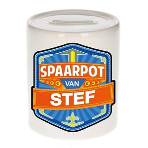 Kinder spaarpot voor Stef - keramiek - naam spaarpotten