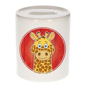 Vrolijke giraffe dieren spaarpot 9 cm - keramiek - spaarpotten voor kinderen