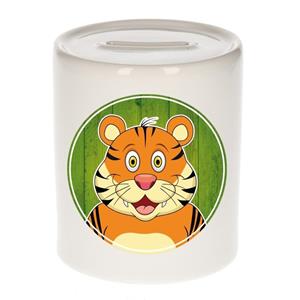 Vrolijke tijger dieren spaarpot 9 cm - spaartijger - spaarpotten voor kinderen