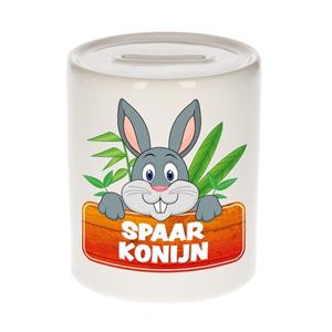 Kinder spaarpot met spaar konijn opdruk - keramiek - konijn spaarpotten