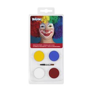 Eigen merk Set Palet schmink op waterbasis Clown (4 potjes en 1 applicator)