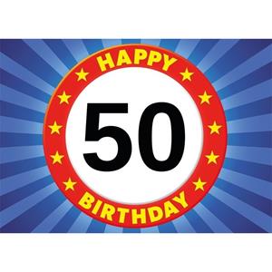 Shoppartners 50 jaar stopbord thema stickers 7,5 x 10,5 cm Multi