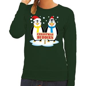 Shoppartners Foute kersttrui pinguin vriendjes groen dames Groen