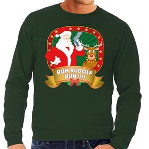 Shoppartners Foute kersttrui groen Run Rudolf Run voor heren