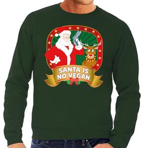 Shoppartners Foute kersttrui groen Santa is no vegan voor heren