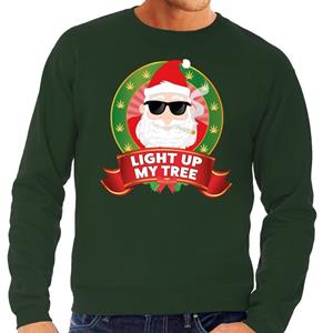 Shoppartners Foute kersttrui groen Light Up My Tree voor heren