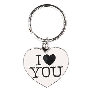 Witte hartjes sleutelhanger I love you Wit