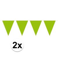 2x Mini vlaggenlijn / slinger versiering lime groen Zwart