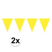 2x Mini vlaggenlijn / slinger versiering geel Zwart