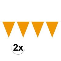 2x Mini vlaggenlijn / slinger versiering oranje Zwart