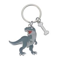 Metalen t-rex sleutelhanger 5 cm Grijs