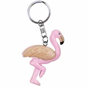 Houten flamingo sleutelhanger Roze