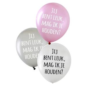 6x Valentijn ballonnen jij bent leuk, mag ik je houden? Multi