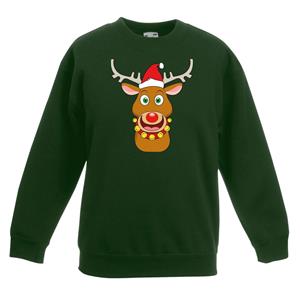 Shoppartners Kersttrui rendier Rudolf met rode kerstmuts groen kinderen 14-15 jaar (170/176) Groen