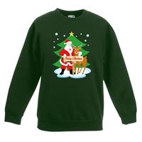 Shoppartners Kersttrui kerstman en rendier groen kinderen 9-11 jaar (134/146) Groen