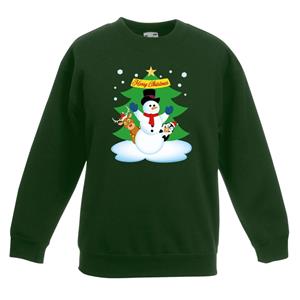 Shoppartners Kersttrui sneeuwpop en vriendjes groen kinderen 9-11 jaar (134/146) Groen