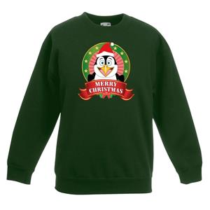 Shoppartners Kersttrui met een pinguin groen jongens en meisjes 12-13 jaar (152/164) Groen