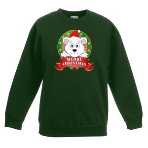 Shoppartners Kersttrui met een ijsbeer groen jongens en meisjes 12-13 jaar (152/164) Groen