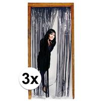 3x Zwarte versiering deurgordijn Zwart