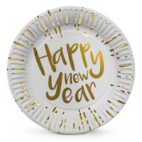 Bordjes Happy New Year goud wit