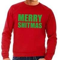 Shoppartners Foute kersttrui Merry Shitmas rood voor heren