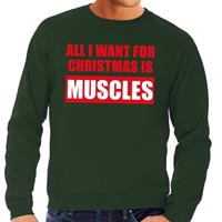 Shoppartners Foute kersttrui Christmas Muscles groen voor heren