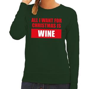 Shoppartners Foute kersttrui Christmas Wine groen voor dames