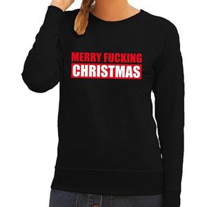 Shoppartners Foute kersttrui Merry Fucking Christmas groen voor dames