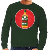 Shoppartners Foute kersttrui Merry Christmas whiskey groen heren Groen