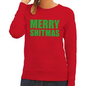 Shoppartners Foute kersttrui Merry Shitmas rood voor dames