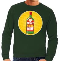 Shoppartners Foute kersttrui Merry Christmas wine groen heren Groen