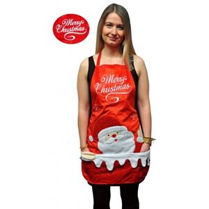 Kerstkleding schort Merry Christmas Rood