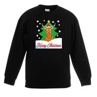 Shoppartners Kersttrui Merry Christmas rendier zwart kinderen 14-15 jaar (170/176) Zwart