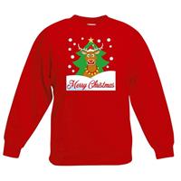 Shoppartners Kersttrui Merry Christmas rendier rood kinderen (110/116) Rood